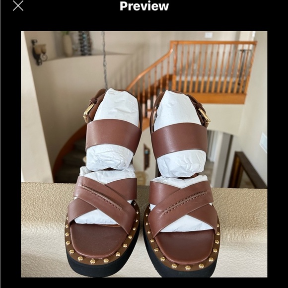 Coach Callie Platform Sandals with studs, NWOB, Size 9.5, color brown - Picture 8 of 8